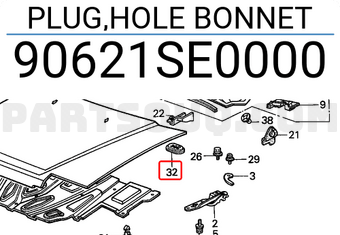 Honda 90621SE0000 PLUG,HOLE BONNET