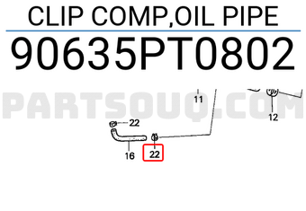 Honda 90635PT0802 CLIP COMP,OIL PIPE