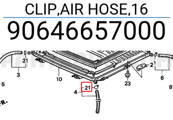 Honda 90646657000 CLIP,AIR HOSE,16