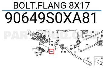 Honda 90649S0XA81 BOLT,FLANG 8X17
