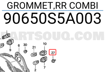 Honda 90650S5A003 GROMMET,RR COMBI