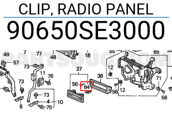 Honda 90650SE3000 CLIP, RADIO PANEL