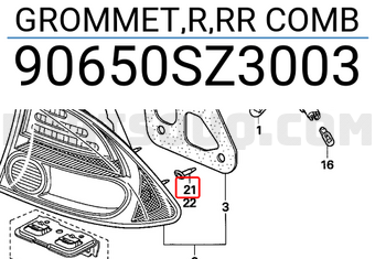 Honda 90650SZ3003 GROMMET,R,RR COMB