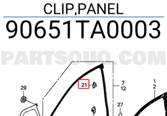 Honda 90651TA0003 CLIP,PANEL