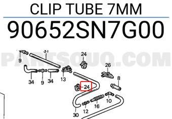 Honda 90652SN7G00 CLIP TUBE 7MM