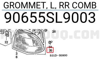 Honda 90655SL9003 GROMMET, L, RR COMB