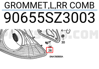 Honda 90655SZ3003 GROMMET,L,RR COMB