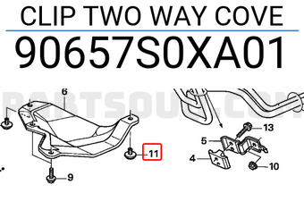 Honda 90657S0XA01 CLIP TWO WAY COVE