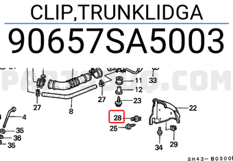 Honda 90657SA5003 CLIP,TRUNKLIDGA