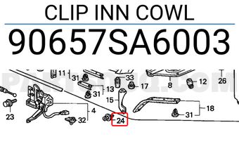 Honda 90657SA6003 CLIP INN COWL