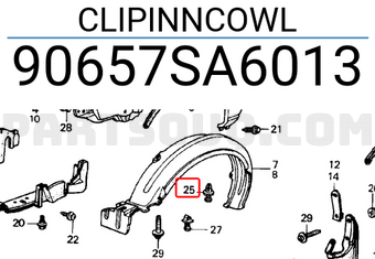 Honda 90657SA6013 CLIPINNCOWL