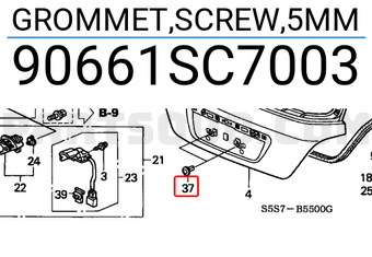 Honda 90661SC7003 GROMMET,SCREW,5MM
