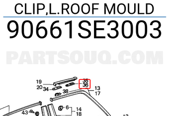 Honda 90661SE3003 CLIP,L.ROOF MOULD