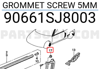 Honda 90661SJ8003 GROMMET SCREW 5MM