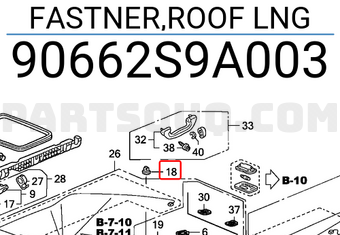 Honda 90662S9A003 FASTNER,ROOF LNG