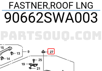 Honda 90662SWA003 FASTNER,ROOF LNG