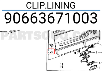 Honda 90663671003 CLIP,LINING