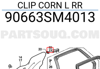 Honda 90663SM4013 CLIP CORN L RR
