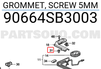 Honda 90664SB3003 GROMMET, SCREW 5MM