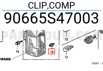 Honda 90665S47003 CLIP,COMP