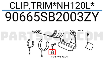 Honda 90665SB2003ZY CLIP,TRIM*NH120L*