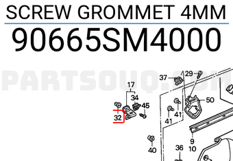 Honda 90665SM4000 SCREW GROMMET 4MM