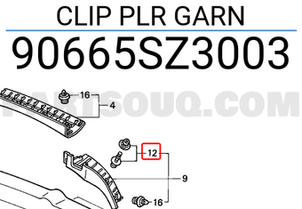 Honda 90665SZ3003 CLIP PLR GARN