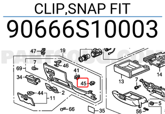 Honda 90666S10003 CLIP,SNAP FIT