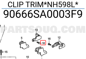 Honda 90666SA0003F9 CLIP TRIM*NH598L*
