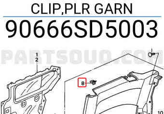 Honda 90666SD5003 CLIP,PLR GARN
