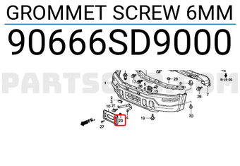 Honda 90666SD9000 GROMMET SCREW 6MM