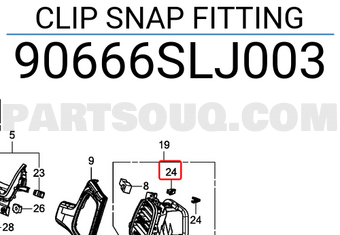 Honda 90666SLJ003 CLIP SNAP FITTING