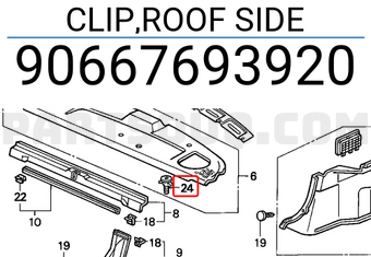 Honda 90667693920 CLIP,ROOF SIDE
