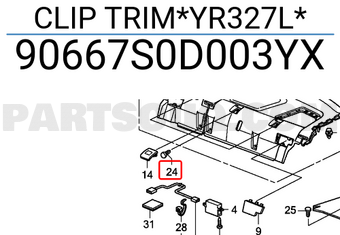 Honda 90667S0D003YX CLIP TRIM*YR327L*