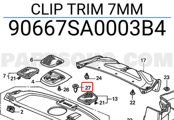 Honda 90667SA0003B4 CLIP TRIM 7MM