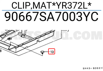 Honda 90667SA7003YC CLIP,MAT*YR372L*