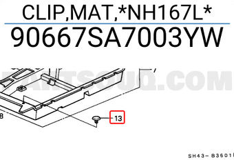 Honda 90667SA7003YW CLIP,MAT,*NH167L*