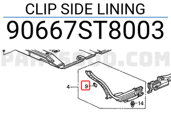Honda 90667ST8003 CLIP SIDE LINING