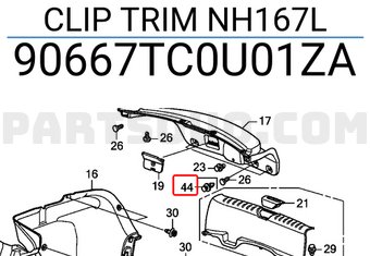 Honda 90667TC0U01ZA CLIP TRIM NH167L