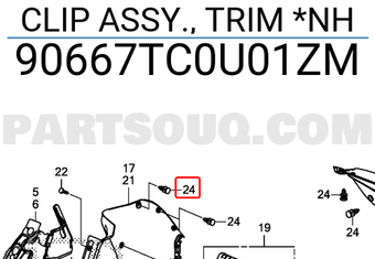 Honda 90667TC0U01ZM CLIP ASSY., TRIM *NH