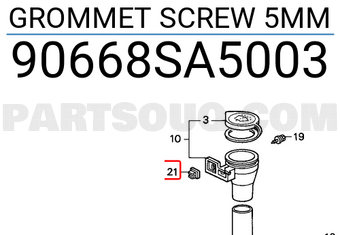 Honda 90668SA5003 GROMMET SCREW 5MM