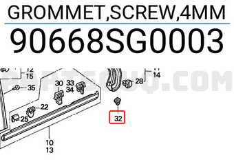 Honda 90668SG0003 GROMMET,SCREW,4MM