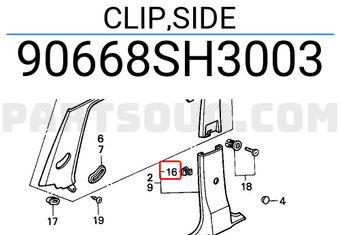 Honda 90668SH3003 CLIP,SIDE