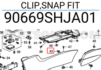 Honda 90669SHJA01 CLIP,SNAP FIT