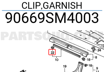 Honda 90669SM4003 CLIP,GARNISH