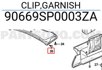 Honda 90669SP0003ZA CLIP,GARNISH