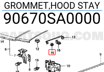 Honda 90670SA0000 GROMMET,HOOD STAY