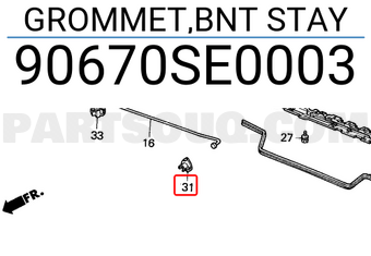 Honda 90670SE0003 GROMMET,BNT STAY