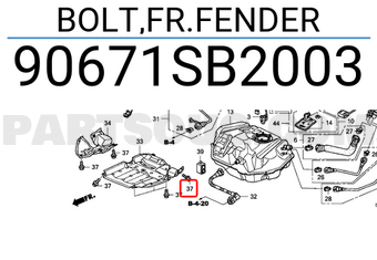 Honda 90671SB2003 BOLT,FR.FENDER