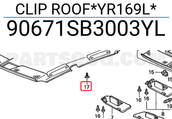Honda 90671SB3003YL CLIP ROOF*YR169L*